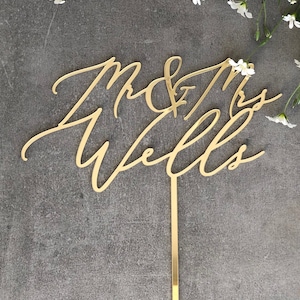 Laser cut gold wedding cake topper/Custom wedding cake topper/Couple wedding cake topper/Custom cake topper/Custom names topper/couple