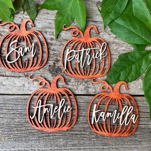 PUMPKIN Platzkarten Erntedank Tischdekor Holz Herbst Tischnamen Herbsthochzeit Tisch Sitzfläche Hawaii Hochzeit Dekor Platzkarten hinterlassen