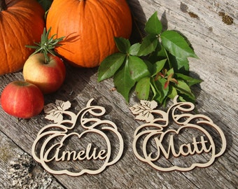 LasersnedeDankgevende tafeldecorsThanksgiving plaats cardsPumkin shapedecorCustomThanksgiving naambordenThanksgiving diner decorPumkin vorm