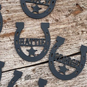 Forma de HERRADURA de madera, Recortes de madera de herradura PERSONALIZADOS, Decoración de fiesta de vaquero de herradura de madera, Silueta de herradura personalizada