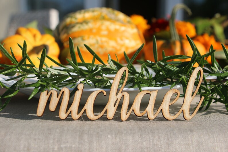 Laser Cut wood Thanksgiving Name signsCustom Laser cut Thanksgiving Setting SignsThanksgiving place cardsThanksgiving table decors image 1