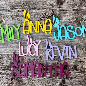 Personalized Easter Basket Tag: Custom Wooden Bunny Name Tag
