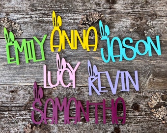 Personalized Easter Basket Tag: Custom Wooden Bunny Name Tag