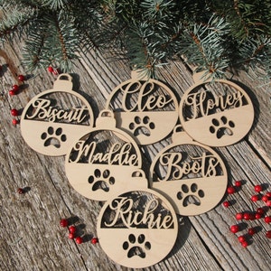 Personalized Dog Ornament, Dog Paw Print Ornament, 2021 Wooden Christmas Ornament, gift for dog lover, dog mom, pet owners, Christmas gift