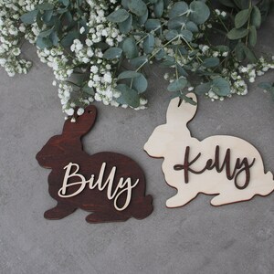 Rabbit tags Easter basket tag Rabbit Personalized Easter name tags Labels Gift tags Custom wooden name Easter basket Easter Rabbit decor image 6