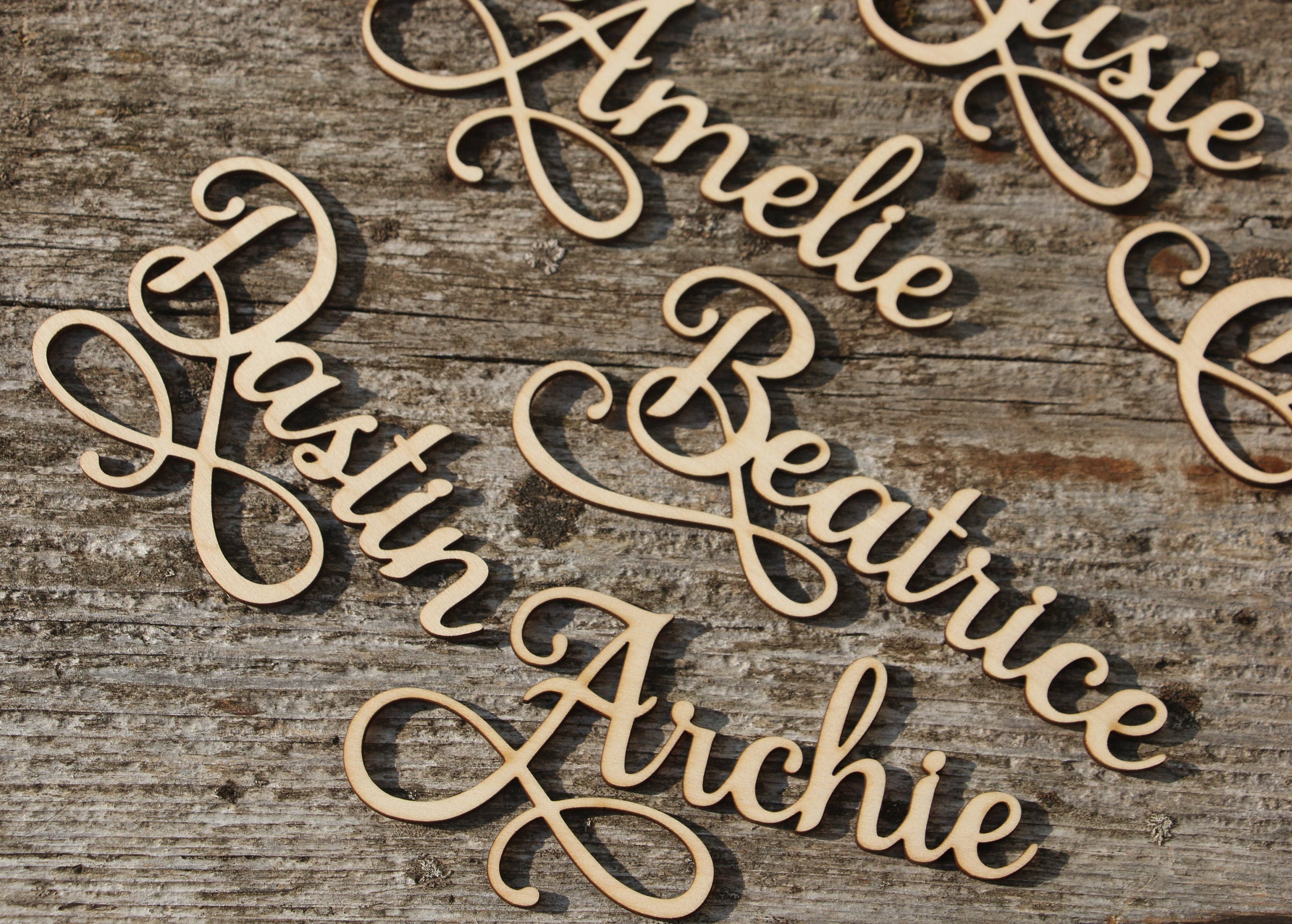 Laser Cut Wood Names Custom Laser Cut Name Signs Wedding Place Etsy