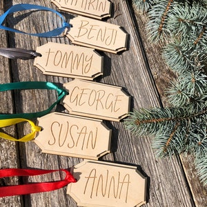 Personalized Christmas Wood Gift Tags: Laser Cut Birch Ornaments
