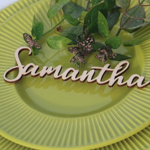 Laser cut wood names Custom Laser  cut Name Signs Wedding place cards Laser cut wood signs Place setting signs