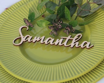 Laser cut wood names Custom Laser  cut Name Signs Wedding place cards Laser cut wood signs Place setting signs