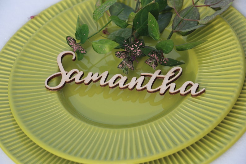 24 Laser cut wood names Custom Laser cut Name Signs Wedding place cards Laser cut wood signs Place setting signs