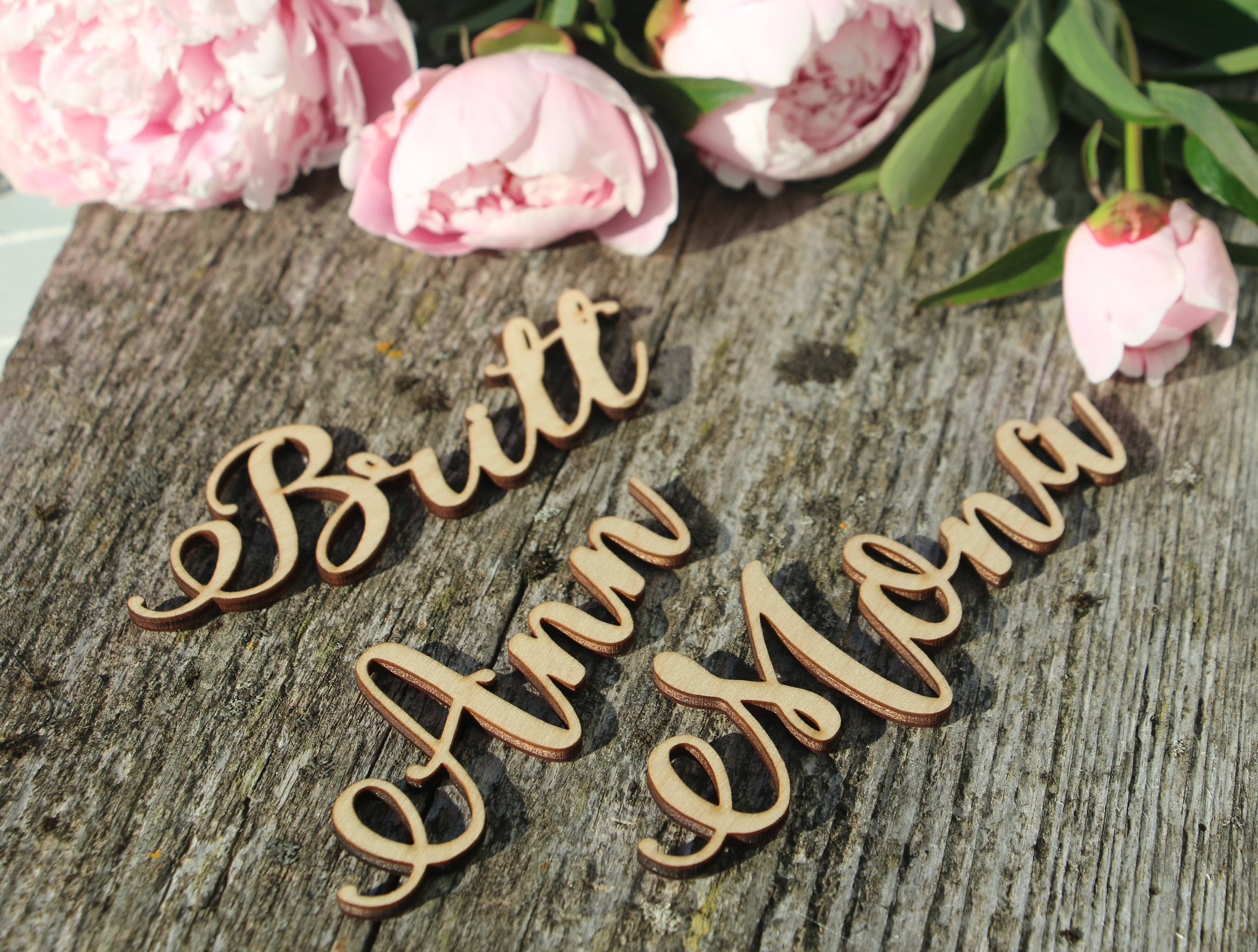Place Cards Laser cut wood names Custom Laser cut Name Signs Wedding place cards Laser cut wood