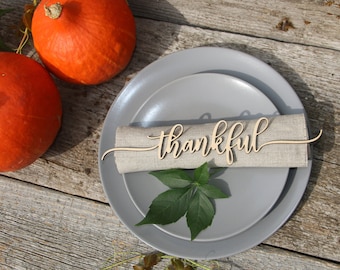 Thanksgiving place cards Thanksgiving table decor laser cut Thanksgiving Place Setting Grateful Thankful Blessed Gather Place Cards