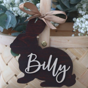 Rabbit tags Easter basket tag Rabbit Personalized Easter name tags Labels Gift tags Custom wooden name Easter basket Easter Rabbit decor image 3