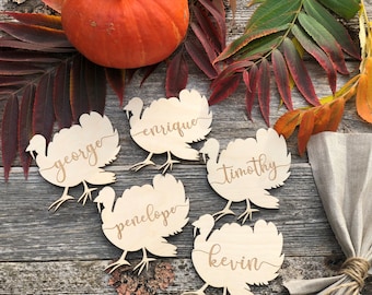 Thanksgiving place cards Thanksgiving table decoration Thanksgiving decor Turkey Place Cards turkey Design place card Laser Cut place cards