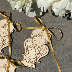 Etiquetas personalizadas de lembrancinhas de anjo: Batismo, Primeira Comunhão