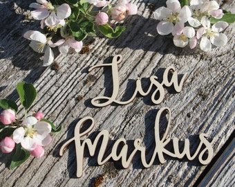 Laser cut wood names Custom Laser  cut Name Signs Wedding place cards Laser cut wood signs Place setting signs