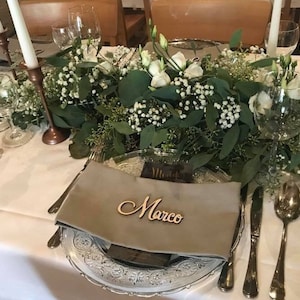 Laser Cut Wedding Place Cards: Custom Name, Baltic Birch or Acrylic