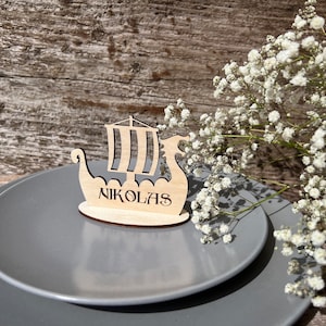 Marque-places gravés personnalisés mariage vikingDrakkar vikingNavire dragon vikingBateau vikingNavire viking Bois découpé au laser en forme de dragon viking
