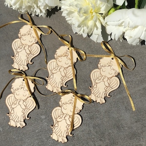 Etiquetas personalizadas de lembrancinhas de anjo: Batismo, Primeira Comunhão
