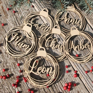 Custom Christmas baubles personalized CHRISTMAS pendants in wood ornament laser cut names CHRISTMAS gift tags with name wood Christmas Decor image 4