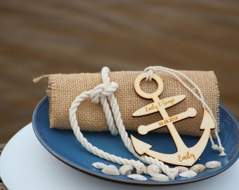 Custom Laser Cut Name sign/Place Setting Sign/Wood Anchor Place Card /Wedding at the beach place cards/ Nautical place cards