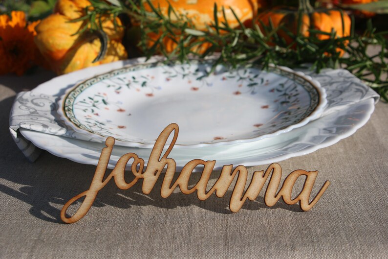 Laser Cut wood Thanksgiving Name signsCustom Laser cut Thanksgiving Setting SignsThanksgiving place cardsThanksgiving table decors image 7