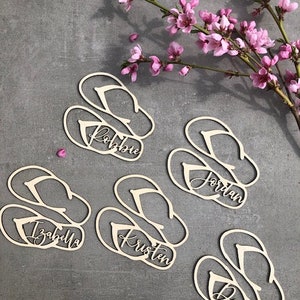 Custom Wooden Flip Flop Tags: Nautical Decor, Personalized Name