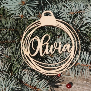 Custom Christmas baubles personalized CHRISTMAS pendants in wood ornament laser cut names CHRISTMAS gift tags with name wood Christmas Decor image 5