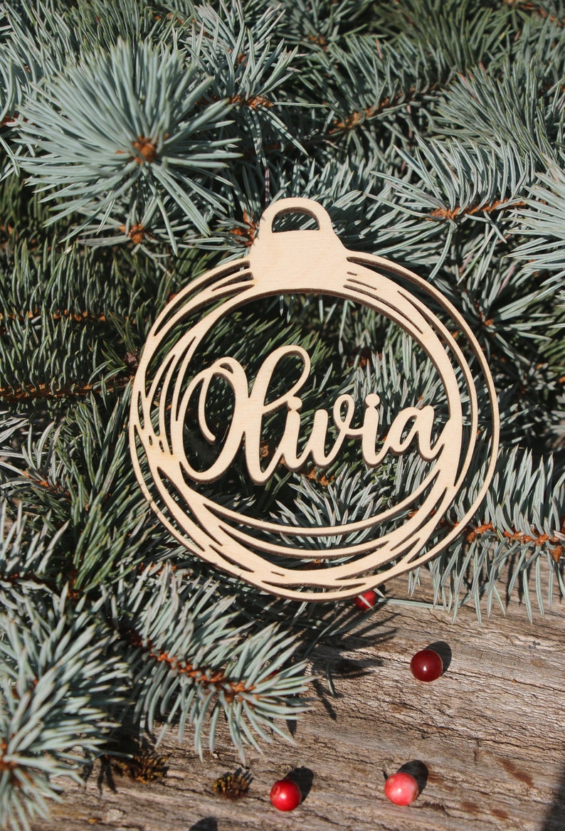 Custom Christmas baubles personalized CHRISTMAS pendants in wood ornament laser cut names CHRISTMAS gift tags with name wood Christmas Decor image 5