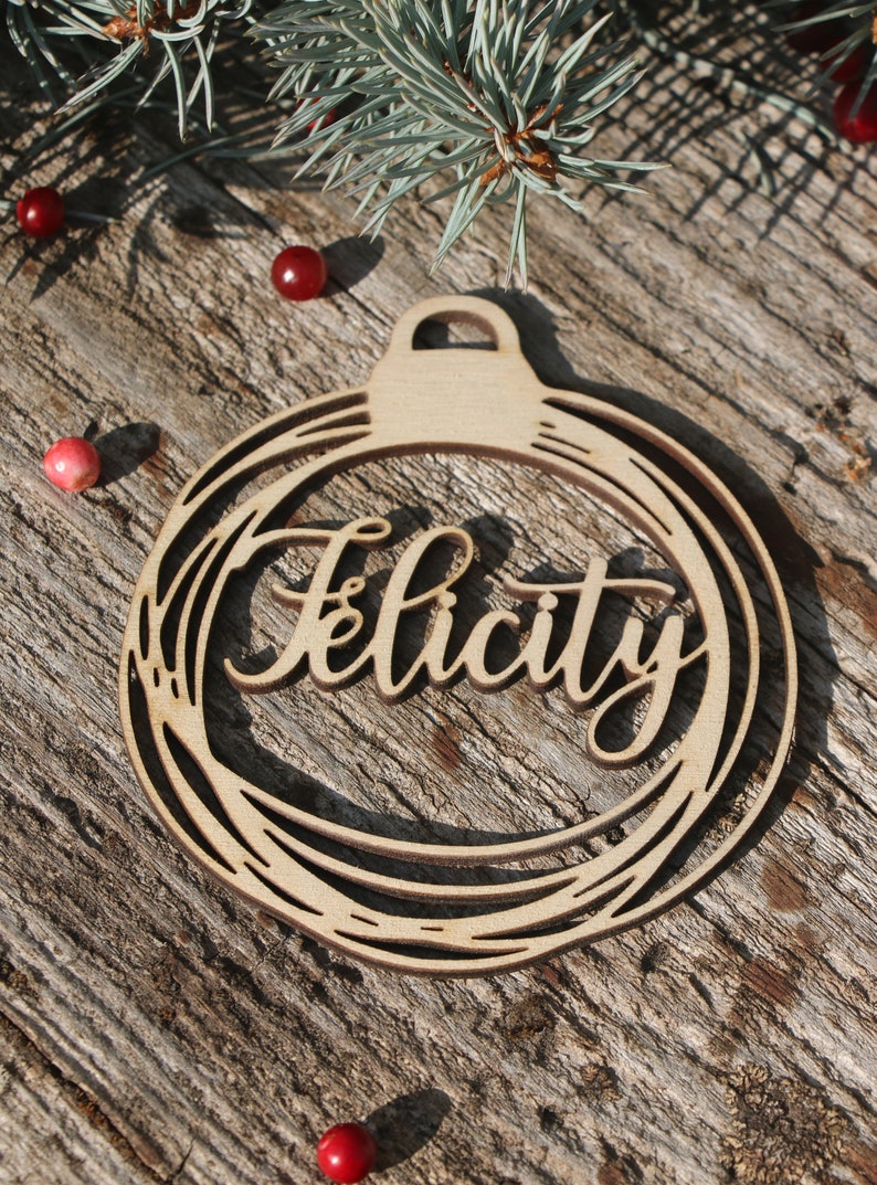 Custom Christmas baubles personalized CHRISTMAS pendants in wood ornament laser cut names CHRISTMAS gift tags with name wood Christmas Decor image 8