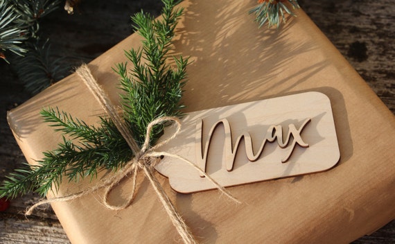 Etiqueta de Regalo de Madera Etiquetas de regalo de madera Paquete de 10 Navidad Boda Tarros etiquetas Pirograbado