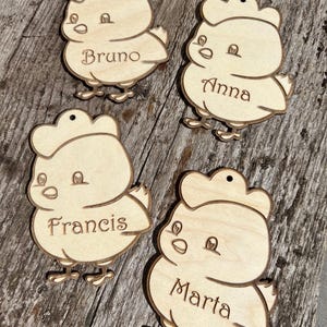 Laser Cut Wood Chicken Place Cards: Engraved Birthday Table Decor
