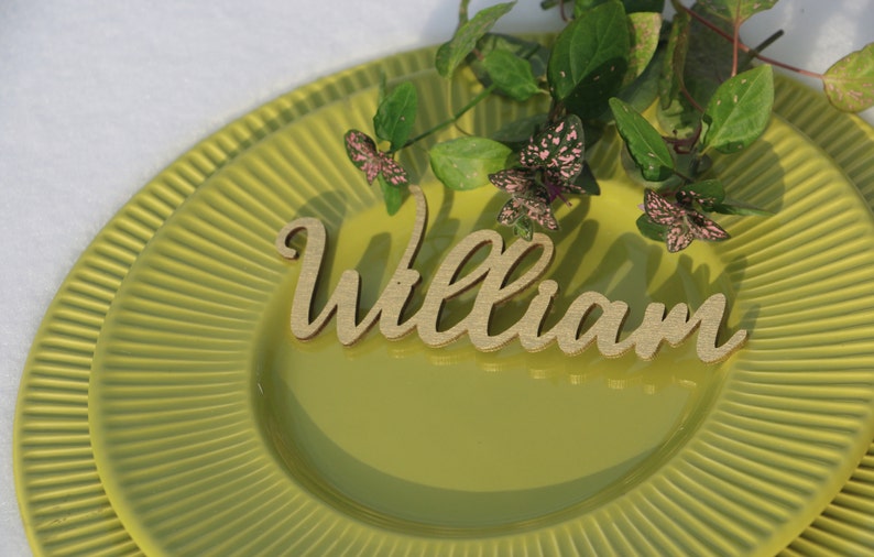 24 Laser cut wood names Custom Laser cut Name Signs Wedding place cards Laser cut wood signs Place setting signs