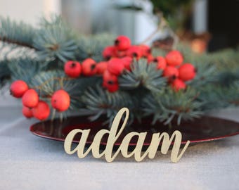 Laser Cut wood Christmas Name signs/Custom Laser cut Christmas Setting Signs/Christmas place cards /Christmas table decors