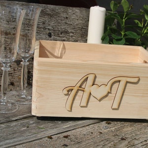 Scheda casella/Guest libro/matrimonio Guest Box/personalizzato Guest Book alternativa/grande rustico scatola/Custom legno Box matrimonio con 50 cuori
