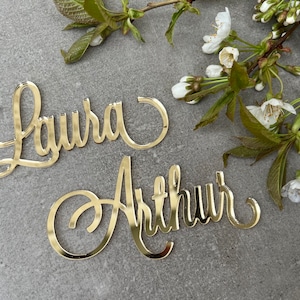 Gold mirror Place cards Wedding place cards Custom Laser Cut Names Place Setting Sign Dinner Party Place Card Wedding Escort Card Party