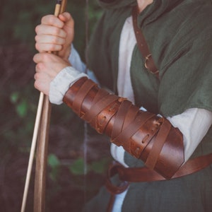 Leather Wrap Bracers -  Pair