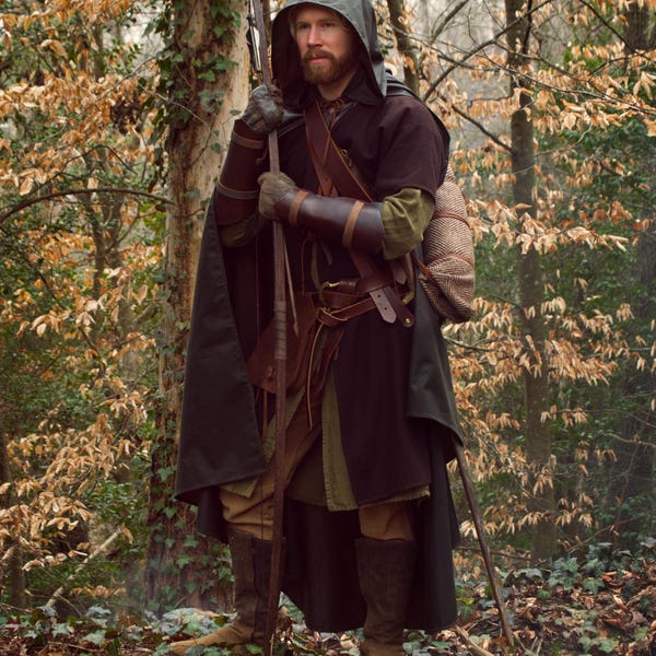 Classic Waxed Canvas Ranger Cloak - Water Resistant Medieval Cloak