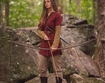 Shieldmaiden Viking Tunic - Short Sleeved - Medieval Linen Women's Shirt