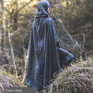 Medieval Ranger Cloak Linen 6 Color Choices Grey