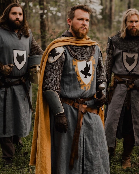 Renaissance Cosplay Cloak Men's Medieval Knight Hooded Shawl - Linen ...