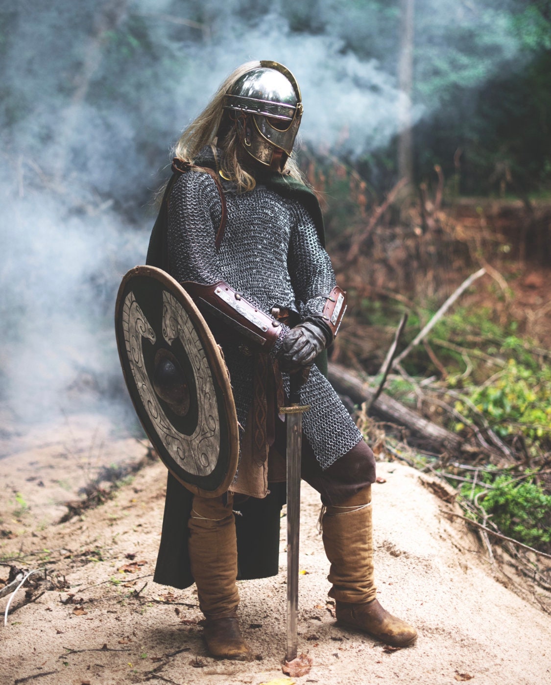 Aluminum Riveted Chainmail Hauberk with Steellook