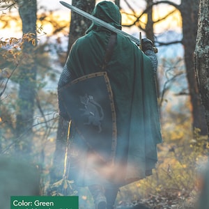 Medieval Ranger Cloak Linen 6 Color Choices Green