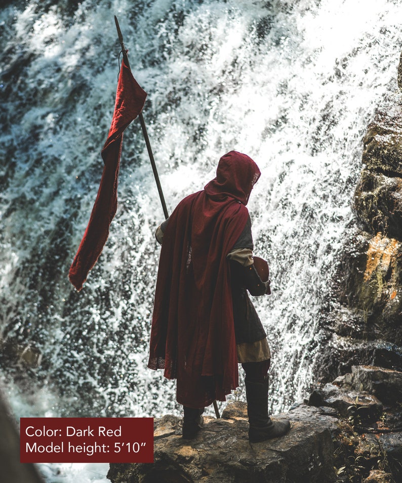 Capa de aventurero medieval Lino 6 opciones de color Dark Red