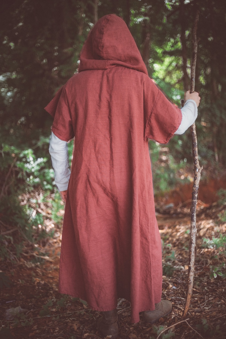 Magoc Robe Mage's Robe - Medieval Linen Robe - Etsy