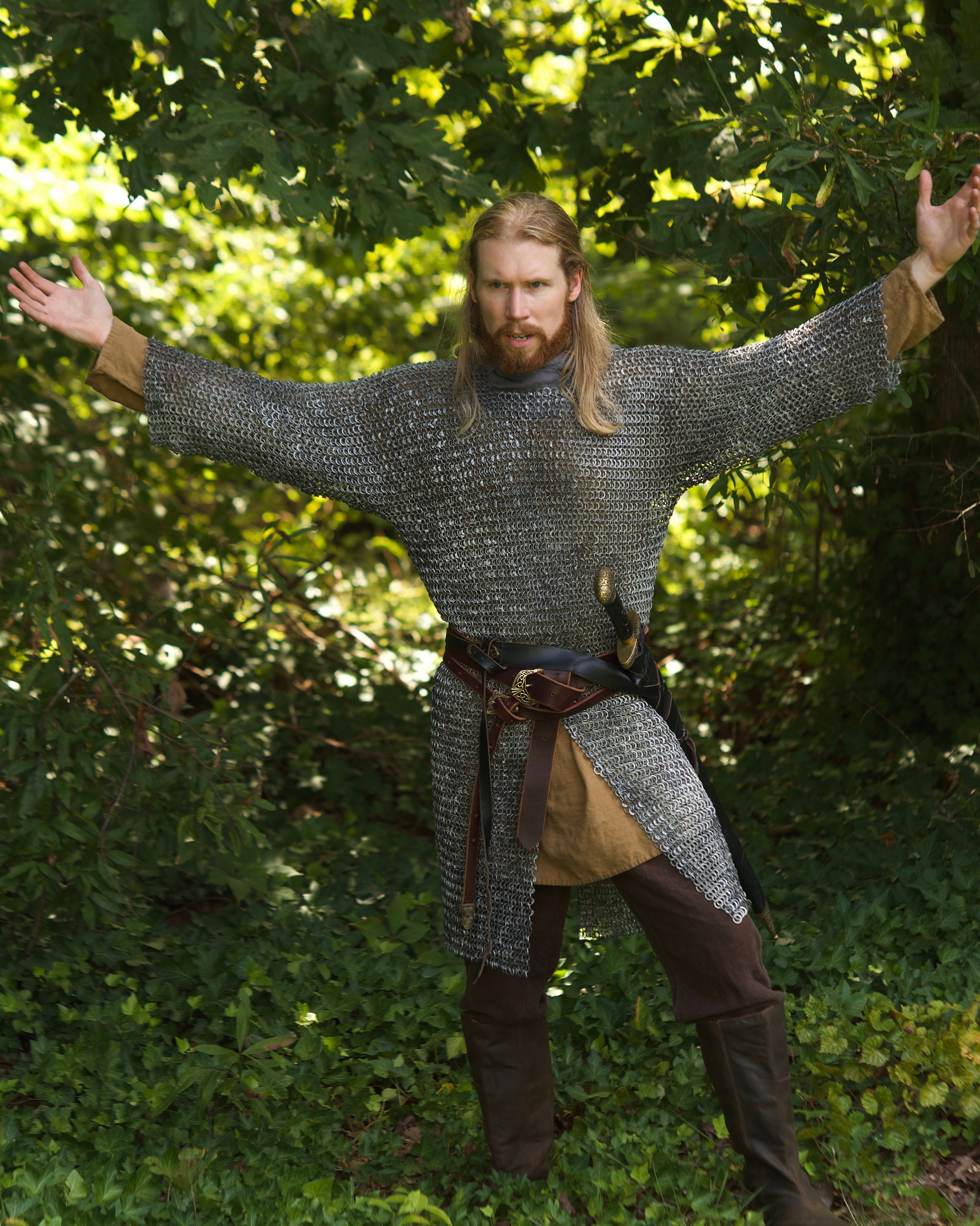 Aluminum Riveted Chainmail Hauberk with Steel-look