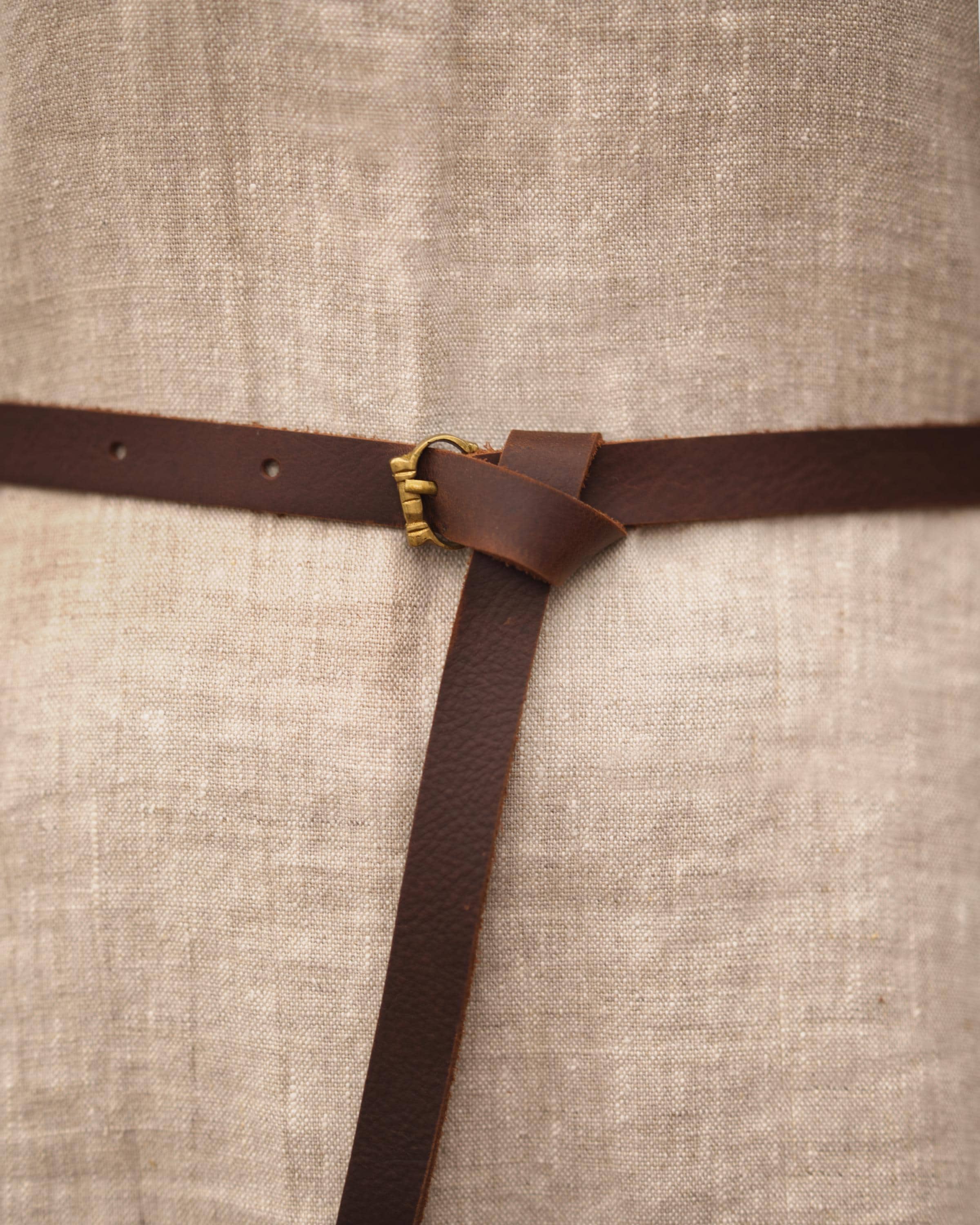 Slim Traditional Belt - Medieval Leather Belt With Brass 