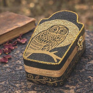 Owl Coffin Trinket box • Victorian Gothic Wedding Ring and Jewelry Box