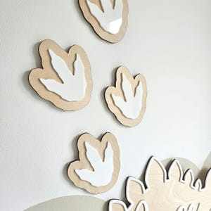 Wooden Dinosaur Footprints | Dinosaur Bedroom Wall Art | Dino Nursery Decor, Set of 6