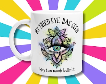 Grappige derde-oogmok: mystieke koffiekop, yogacadeau